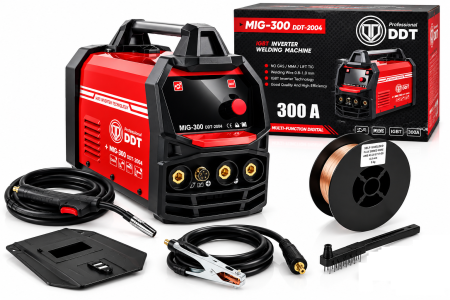 Invertor/Aparat de sudura DDT-2004, cu rola sarma MIG/MMA DDT PROFESSIONAL, 230 V, 20-300 A curent, 0.8-1.0 mm diametru sarma de sudura, 1.6-4 mm diametru electrod de sudura - RESIGILAT [1]