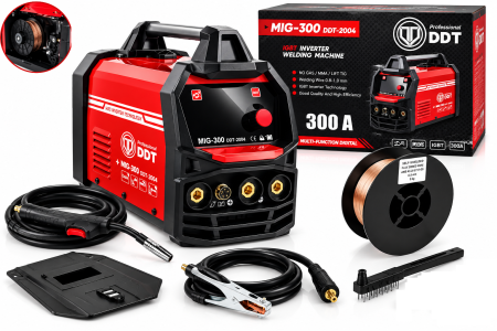 Aparate sudura - Invertor/Aparat de sudura DDT-2004, cu rola sarma MIG/MMA DDT PROFESSIONAL, 230 V, 20-300 A curent, 0.8-1.0 mm diametru sarma de sudura, 1.6-4 mm diametru electrod de sudura