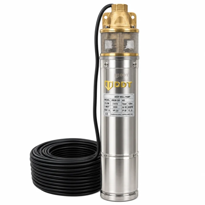 Kit complet hidrofor cu pompă submersibilă DDT 4SKM-100, 1.5 kW, inox,  refulare 120 m, cu vas de expansiune inox de 24 L [5]