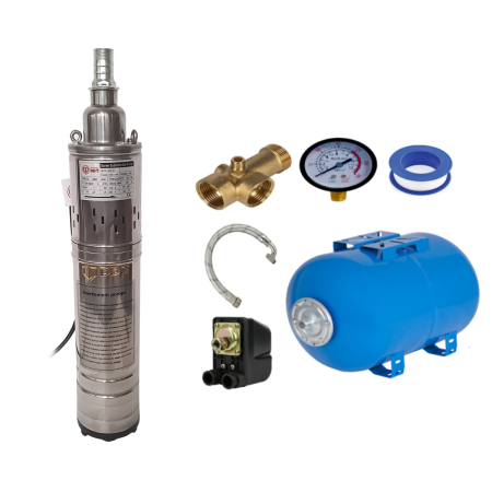 Pompe apa - Kit Hidrofor 24L cu pompa apa submersibila DDT QGD120-1.1, 120m, 3m3/Ora, Sistem premium complet