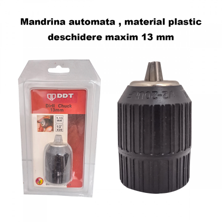 Accesorii masini de gaurit - Mandrina automata din plastic , pentru bormasina , 2 - 13 mm , 1/2 "