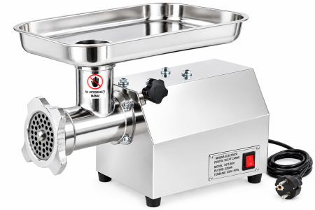 Masina de tocat carne profesionala DDT-9001, 2.200 W, inox, capacitate productie 150 kg/h, motor 100% cupru, reductor in baie de ulei, accesorii incluse [1]