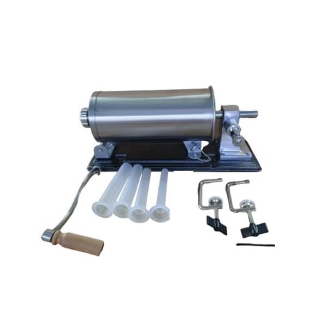 Masini de tocat+Masini de carnati - Masina de umplut carnati, 4 Kg, DDT VANES,  4xPalnii Incluse, orizontal din inox