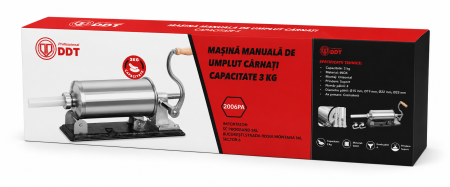 Masina manuala orizontala de umplut carnati DDT– 4 kg, cu 4 palnii incluse,  ideala pentru acasa, bucatarie, restaurant, comert [1]