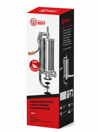 Masina manuala verticala de umplut carnati DDT – 2,5 kg,  ideala pentru acasa, pentru bucatarie, restaurant, comert [1]