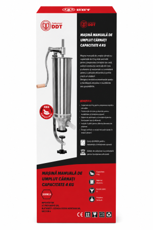 Masina manuala verticala de umplut carnati DDT – 4 kg, ideala pentru acasa, pentru bucatarie, restaurant, comert [1]