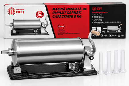 Masina manuala orizontala de umplut carnati DDT – 5 kg,  ideala pentru acasa, pentru bucatarie, restaurant, comert [0]