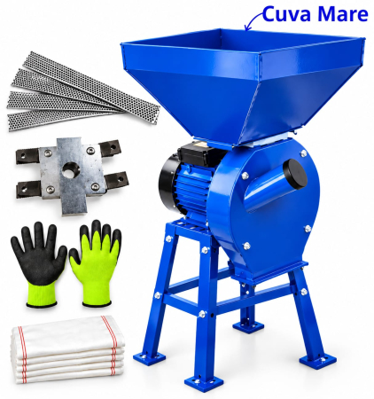 Moara electrica cu Suport pentru cereale, boabe si stiuleti porumb, Cuva Mare, DDT, 3.5 kW, 3000 rpm, 200 Kg/h [0]