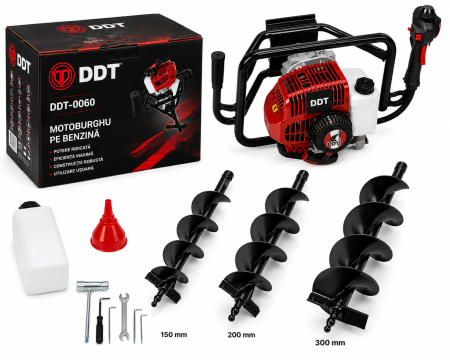 Scule și Unelte electrice - Motoburghiu pe benzină DDT 6CP + Burghiu 150/200/300 mm