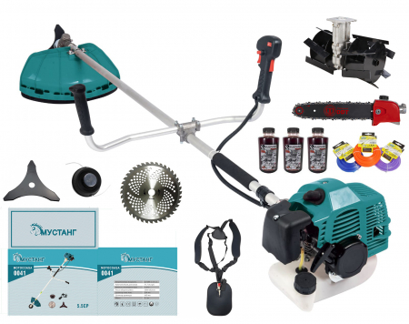Motocoasa Mustang DDT-0040 , 5,5 CP, 51,7 CC, 2 timpi, 6000 RPM, 150 cm lungime arbore, 4 accesorii incluse, 3 fire trimmer, 3 sticle ulei amestec, 1 adaptor drujba, 1 prasitoare model 2 [0]