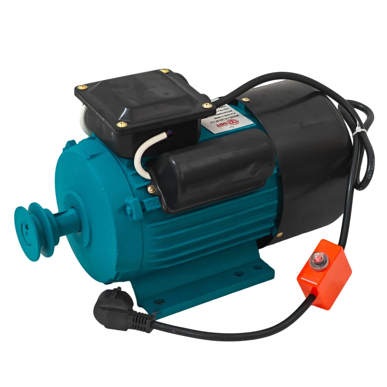 Motor electric DDT  1,5 kW cu 1500 RPM, 220V, 50Hz, cu protectie la suprasarcina, bobinaj CUPRU, buton ON-OFF,  Fulie inclusa [4]