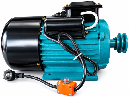 Motor electric DDT  1,5 kW cu 1500 RPM, 220V, 50Hz, cu protectie la suprasarcina, bobinaj CUPRU, buton ON-OFF,  Fulie inclusa [3]