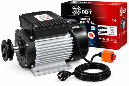 Motor electric DDT 2.2 kW cu 3000 RPM, 220V, bobinaj cupru, protectie la suprasarcina, buton ON-OFF, carcasa aluminiu, fulie inclusa [0]