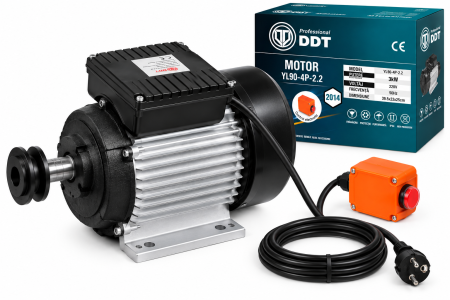 Motor electric DDT 3kW cu 1500 RPM, 220V, bobinaj cupru, protectie la suprasarcina, buton ON-OFF, carcasa aluminiu, fulie inclusa [0]