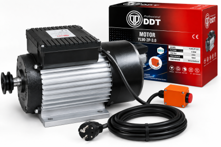 Motor electric DDT 3kW cu 3000 RPM, 220V, bobinaj cupru, protectie la suprasarcina, buton ON-OFF, carcasa aluminiu, fulie inclusa [0]