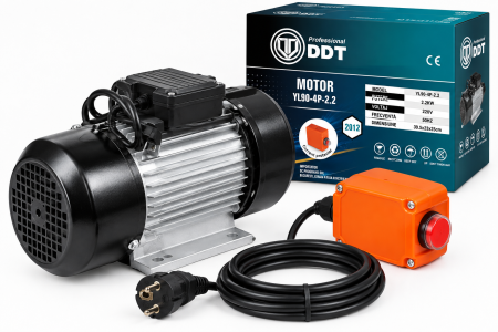 Motor electric DDT 2.2kW cu 1500 RPM, 220V, bobinaj cupru, protectie la suprasarcina, buton ON-OFF, carcasa aluminiu, fulie inclusa [1]