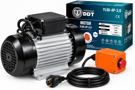 Motor electric DDT 3kW cu 1500 RPM, 220V, bobinaj cupru, protectie la suprasarcina, buton ON-OFF, carcasa aluminiu, fulie inclusa [1]