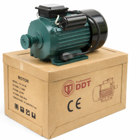 Motoare - Motor electric monofazat cu fulie inclusa, DDT PROFESSIONAL, 4000 W, 3000 rpm, 2 condensatori, corp fonta