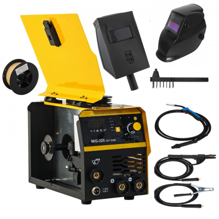 Aparate sudura - Pachet promo Invertor/Aparat de sudura MIG/MMA DDT PROFESIONAL cu Electrozi si Sarma, 220 V, 320A + Masca de sudura cu cristale