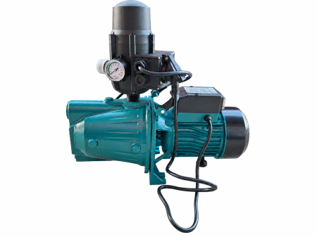 Pompe apă și Hidrofoare - Pachet Pompa de suprafata JET100P, 1.5kW, 60L/min, 50m, 1" cu buton pornire-oprire si bobinaj masiv cupru, inaltimea de refulare 50 m , adancimea de absortie 7 m + Presostat electronic automat DDT LS-