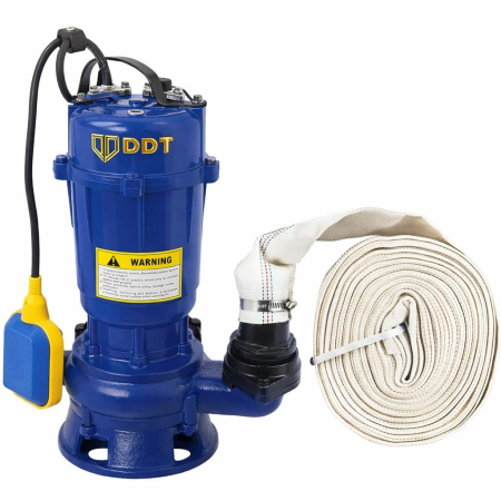 Pachete - Pachet promo Pompa apa murdara submersibila cu tocator si plutitor, DDT, WQCD, 2200 W, 8 m³/h + Furtunul de pompier 2'' 20 m, 8 bari, cu cuple