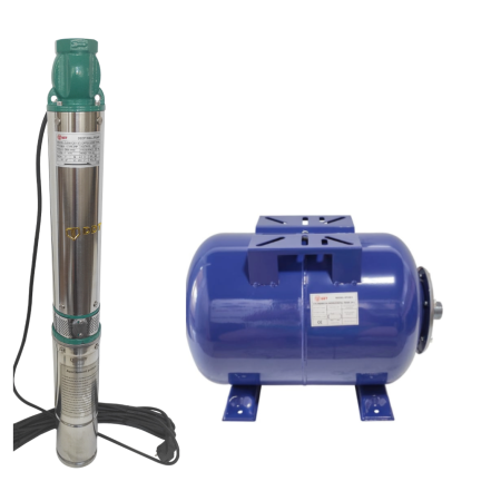 Pompe submersibile - Pachet promo Pompa submersibila de mare adancime, DDT, QJD120-1.5, 1500 W, Inox, 8 turbine + Vas de expansiune , Bazin hidrofor DDT , 50 LT , Membrana inclus