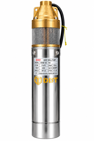 Pompa apa submersibila DDT cu 2 turbine din alama, 4SKM-150, 2200W, 5 m³/h, refulare 120m, 4 bar, corp inox, bobinaj 100% Cupru [2]