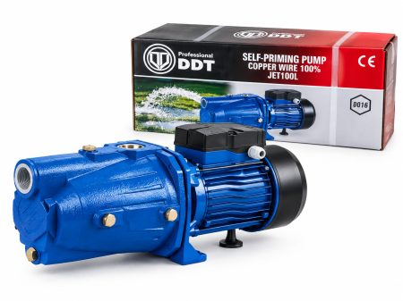 Pompe apa de suprafata - Pompa de gradina Auto-amorsanta DDT JET-100L, 1500 W, 12 m3/h debit apa, 1" diametru , 50 m inaltime refulare, 9 m adancime absorbtie