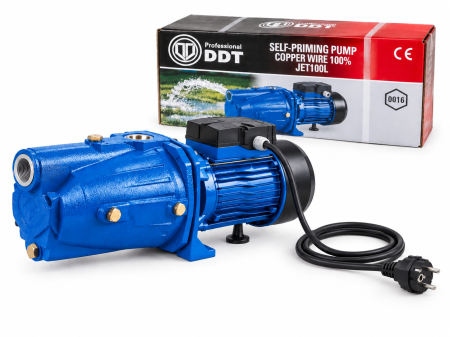 Pompe apă și Hidrofoare - Pompa de gradina Auto-amorsanta DDT JET-100L, 1500 W, 12 m3/h debit apa, 1" diametru , 50 m inaltime refulare, 9 m adancime absorbtie