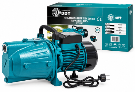 Pompe apa de suprafata - Pompa de suprafata JET100P, 1.5kW, apa curata, 60L/min, 50m, 1" cu buton pornire-oprire si bobinaj masiv cupru