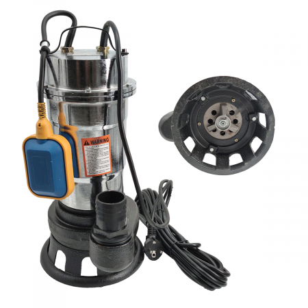 Pompe apa murdara - Pompa pentru apa murdara , cu plutitor si tocator , 3000 W , Adancime evacuare maxim 8 Metri, corp inox