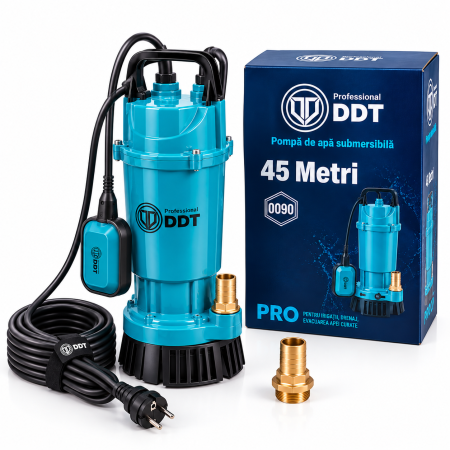 Pompe apă și Hidrofoare - Pompa submersibila apa curata cu plutitor DDT, QDX1.5-45-1.1, 1100 W, 3 mc/h, 1 tol