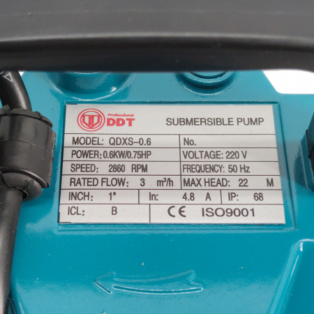 Pompa submersibila apa curata cu plutitor, DDT, QDXS-0, 6, 600 W, 3 m³/h, 2860 Rpm, 22 Metri [1]
