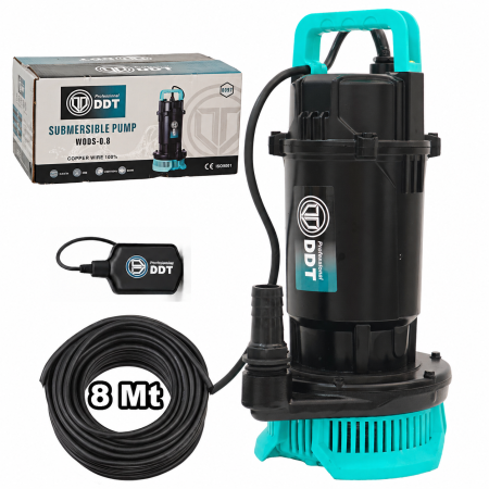 Pompe submersibile - Pompa submersibila apa curata cu plutitor DDT WQDS-0.8 – 1.0HP, 220V, debit 3 m³/h, bobinaj cupru masiv