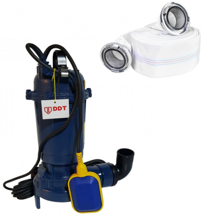 Pompe apa murdara - Pompa submersibila apa murdara cu tocator si plutitor, DDT, WQD10, 2600W + Furtun pompier, 20 metri, 2 toli cu insertie rapida