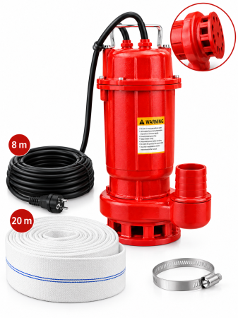 Pompe apa murdara - Pompa submersibila apa murdara, DDT, WQD10, 1100 W + Furtun pompier, 20 metri, 2 toli