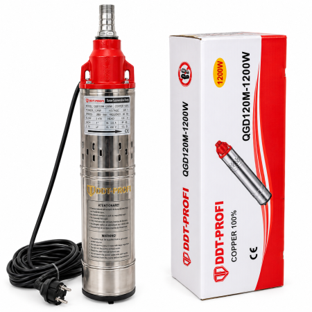 Pompe submersibile - Pompa submersibila, Bobinaj 100% cupru, DDT-PROFI, QGD120-1.2 , 1.2 kW, Inox+Fonta, 3 m³/h, 120 m