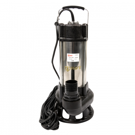 Pompa submersibila cu dublu tocator pentru apa murdara, DDT, V1500T, 1500 W, Inox + Furtun pompier, 20 metri, 2 toli [1]