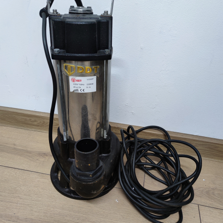 Pompa submersibila cu dublu tocator pentru apa murdara, DDT, V1500T, 1500 W, Inox + Furtun pompier, 20 metri, 2 toli - RESIGILATA [1]