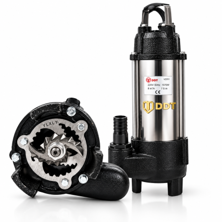 Pompe apa murdara - Pompă submersibilă DDT V370T cu dublu tocător , 370W, 8 m³/h, H max. 7,5 m, 220V, inox