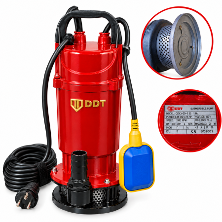 Pompe apă și Hidrofoare - Pompa submersibila cu plutitor, DDT, QDX20, 550 W, Rosu/Negru
