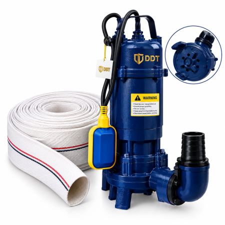 Pompe apa murdara - Pompa submersibila cu tocator si plutitor, DDT, WQD10, 2600W + Furtun pompier, 20 metri, 2 toli