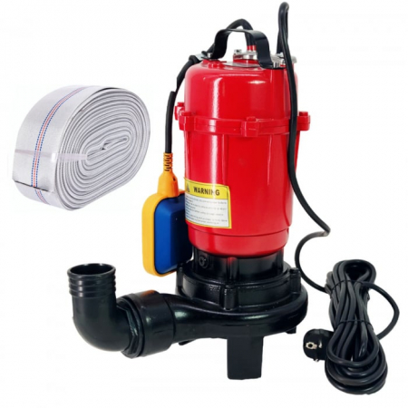 Pompa submersibila cu tocator si plutitor, DDT, WQD10, 3000W + Furtun pompier, 20 metri, 2 toli + Furtunul de pompier 2'' 20 m, 8 bari, cu cuple [1]