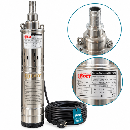Pompe apă și Hidrofoare - Pompa submersibila, DDT, QGD120 , 1.1 kW, Inox, 3 m³/h, 120 m