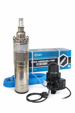 Pompe submersibile - Pompa submersibila, DDT, QGD120, Inox complet, suruburi inox, sita protectie, 20 m cablu, 120 m, 3 m³/h + Presostat electronic automat, DDT, LS-4