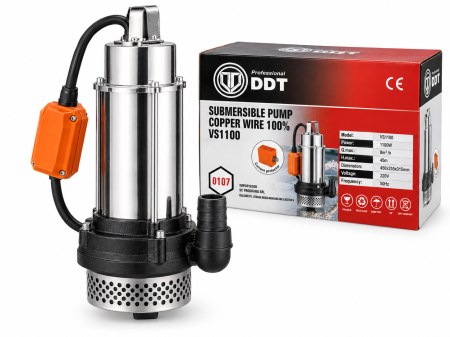 Pompă submersibilă DDT VS1100 – 1100W, 220V, 8 m³/h, H.max. 45 m, INOX [0]