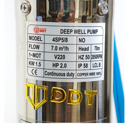 Pompa submersibilă de adâncime DDT 4SP5/8 – 1.5 kW, 2 CP, 7 m³/h, 70 m inaltimea de refulare, 8 turbine inox cu panou de control, rezistenta la nisip [2]