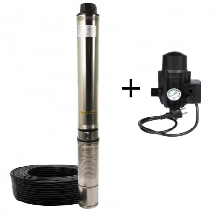 Pompe submersibile - Pompa submersibila de mare adancime, DDT, 4SDM2-16, 2000 W, Inox, 16 turbine + Presostat electronic automat, DDT, LS-4