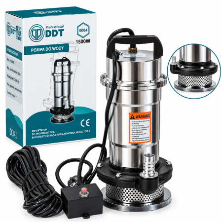Pompe apă și Hidrofoare - Pompa submersibilă pentru apă curată DDT Professional QDS3-32-1.5, 1500W, 3 m³/h, 32 m cu buton on-off