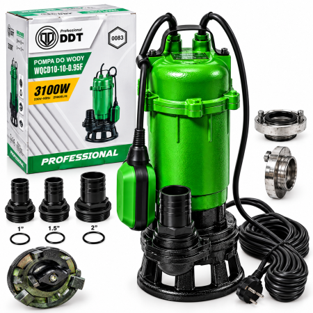 Pompe apa murdara - Pompa submersibilă pentru apă murdară DDT Professional WQCD10-10-0.95F, 3100W, 25000 L/h, 10 m cu cutit profesional
